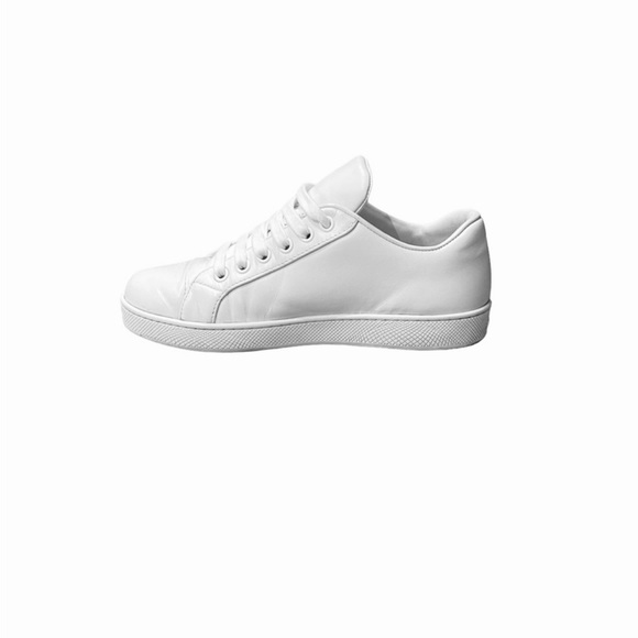 PRADA Logo-Embossed Low Top White Leather Sneakers - Picture 5 of 9